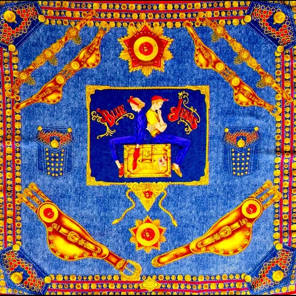Versace Accessories - Versace Silk Scarf Blue Jeans Betty & Giant Scarf